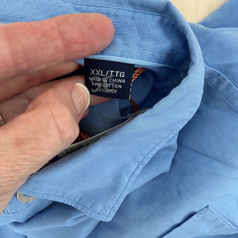 Tommy Bahama Island Twill Shirt Mens XXL Blue Silk Blend Long Sleeve Coastal New - Picture 6 of 12